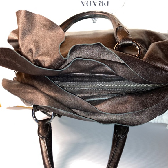 Authentic PRADA BAULETTO Purse Colour CACAO Mordore BL0542 Rare w/ Certificate - Picture 3 of 16